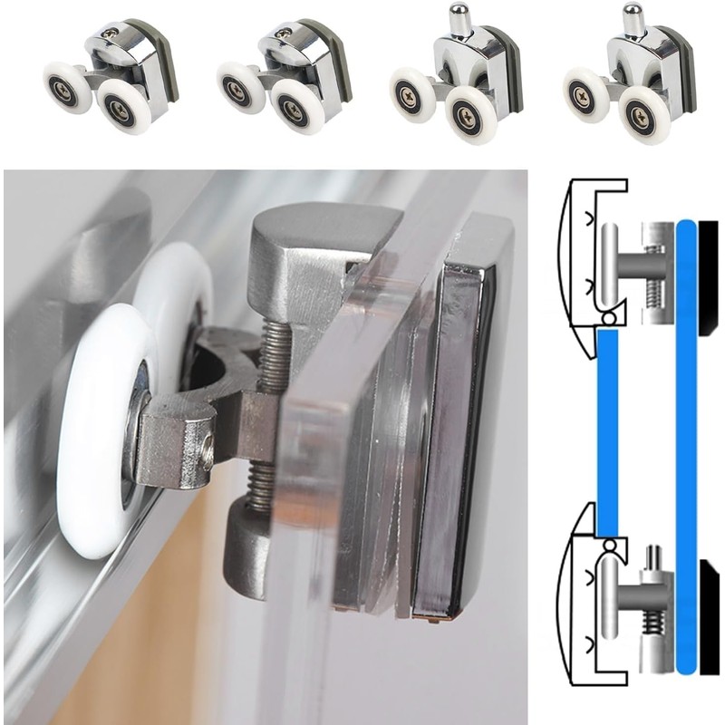 Replacement Shower Door Fixing Wheels 25mm in Chrome - 4x