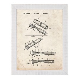 Robertson Duck Call Apparatus Patent Art Old Look Print in a Distressed White Wood Frame (8" x 10") M11691