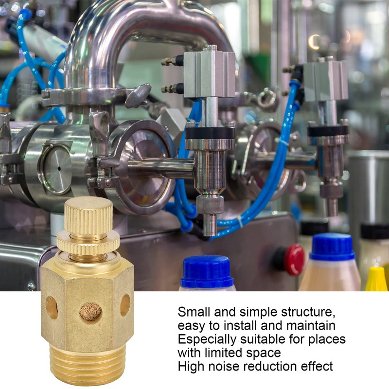 Pneumatic Silencer Brass Air Outlet Adjustable Throttle Silencer 1/2 Inch