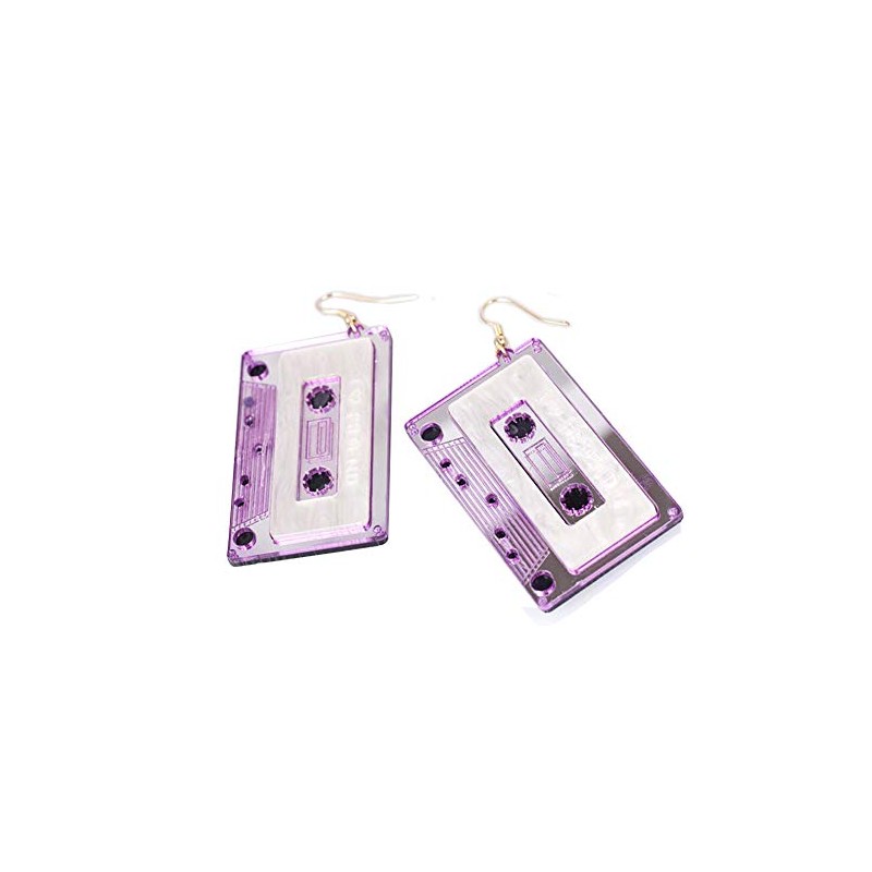 Personality Cassette Tape Dangle Earrings Acrylic Punk Funny Earrings for