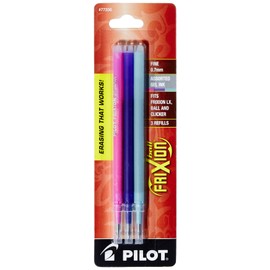 Pilot 77336 Refill for FriXion Erasable Gel Ink Pen, Assorted, 3/Pk