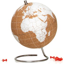 Suck UK Cork Globe World Map with Push Pins - Complete Map of the World Globe in beautiful Cork Mini 6 Inch