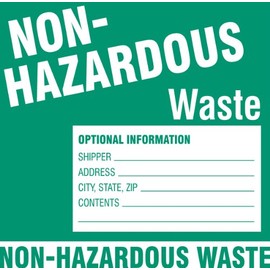 Brady 121159, B7569 6X6 Grn/Wht 50 Pcs/Pkg Haz Lbl, 6" Height x 6" Width, White on Green, Legend "Non-Hazardous Waste...Etc" (50 per Package)