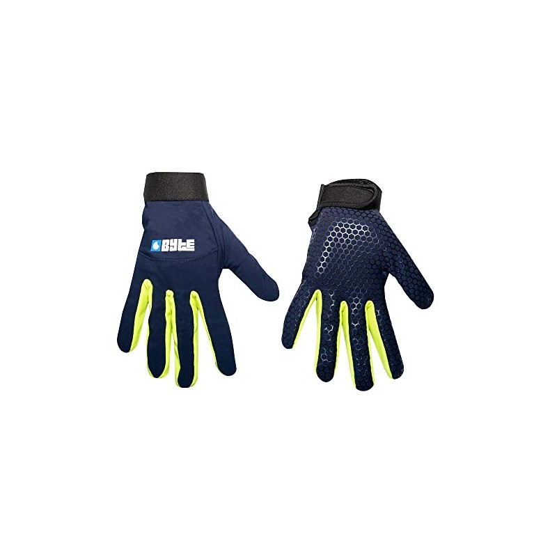 BYTE SKIN HOCKEY GLOVES NAVY LIME (SMALL)