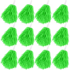 PUZINE 12 Pack Cheerleading Pom Poms, Cheerleader Pompoms Metallic Foil Pom Poms for Sports Team Spirit Cheering Party Dance Useful Accessories (Green)