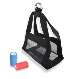 Calf Sling – Calf Harness for Weighing Small Livestock and Dogs, Black Animal and Goat Sling for Hoof Trimming - Complete with Hoof Wraps