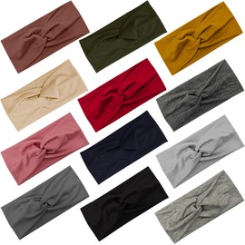IMYORT 12 Pcs Wide Stretchy Headbands For Women Twist Knotted Headband Set Head Bands For Women’s Hair Band Soft Workout Yoga Accessories