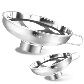 Anaeat Stainless Steel Canning Funnel with Handle for Wide and Regular Jars & Canning Jars, Wide-Mouth Funnels Excellent for Transferring Liquid and Dry Ingredients, Large Solids, Oil, Beans & Jams