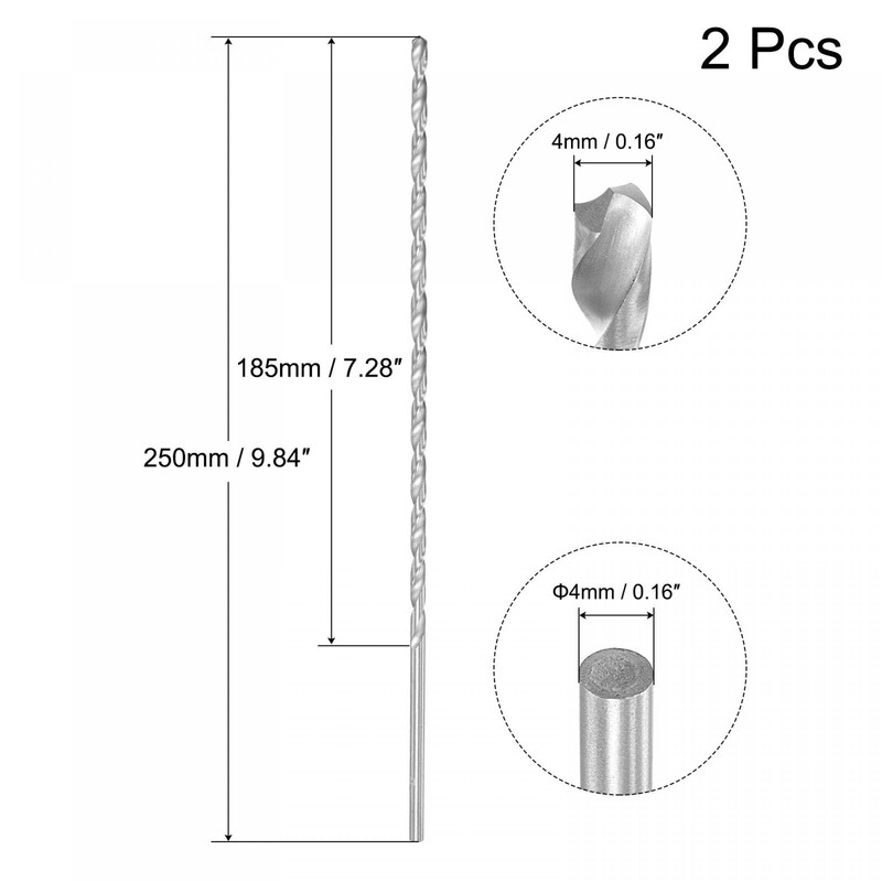 sourcing map HSS(High Speed Steel) Extra Long Twist Drill Bits,