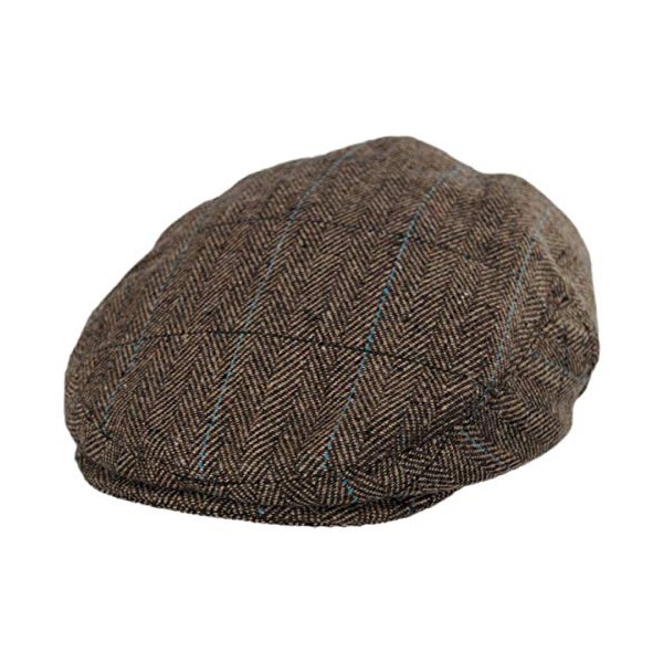 Gibson Herringbone Plaid Wool Blend Ivy Cap (XX-Large) Tan