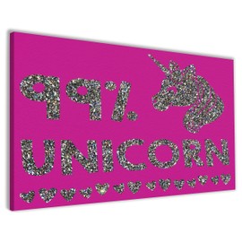 Hippowarehouse 99% percent unicorn - Glitter Printed Canvas 21cmx31cm Wall Art Design Classroom Gym Room Home Office Décor