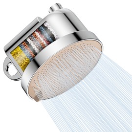 MakeFit Filtered Shower Head - 5 Settings High Pressure Rain Shower Head with Filter for Hard Water Softener - Easy Install & Replace - Bathroom Showerhead to Remove Chlorine & Heavy Metals