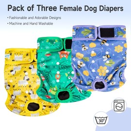 Paw Legend Washable Reusable Female Dog Period Diapers for Heat Doggie Puppy Diapers for Female Dogs (3 Pack, Small)