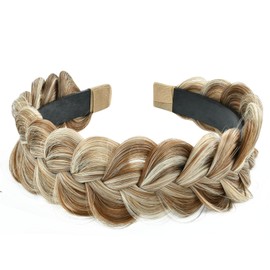 Weenwill Hair Braid Headband,Messy Wide 2 Strands Fishtail Braided Plaited Headband Fluffy Braid Wig Hairbands for Women and Girls