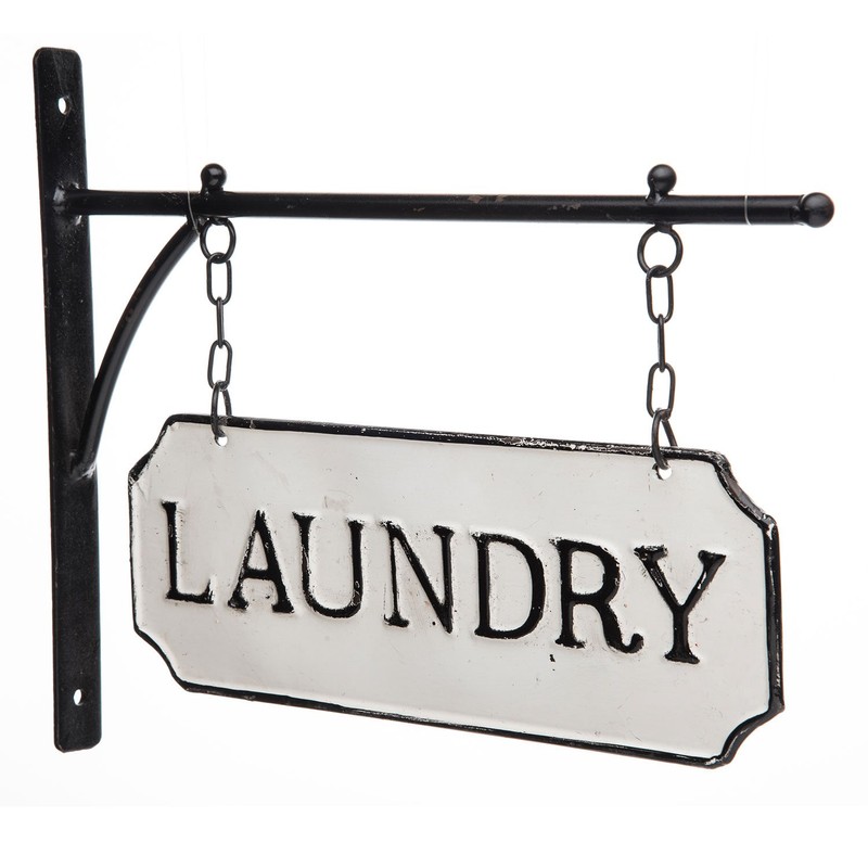 Foreside Home & Garden White and Black Enamel Laundry Wall