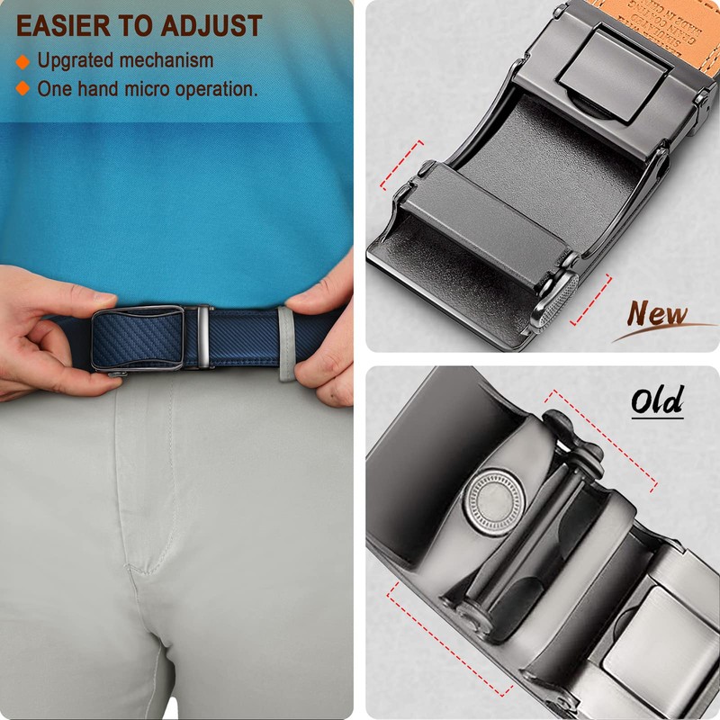 KEMISANT Men's Belt, Leather Belt Ratchet Automatic Buckle for Men