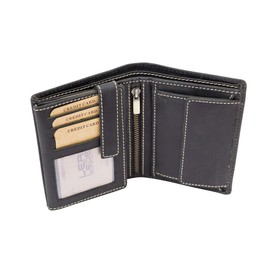 LEAS Men's Wallet Natural Portrait Format with Gift Box Genuine Leather Vintage Collection 13 x 10 x 3 cm (W x H x D), black, Vintage Style