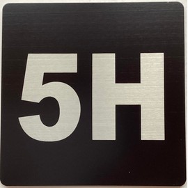 Apartment number 5H sign - UNIT NUMBER 5H SIGN/SUITE 5H SIGN (BLACK, SIZE 4x4 inch, DOUBLE SIDED TAPE) -Broadway Line