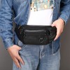Genuine Leather Fanny Pack with 6 Zipper Pockets, Small Waist