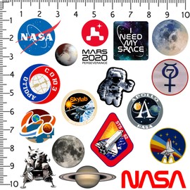 NASA Missions 200ct Vinyl Large Deluxe Stickers Variety Pack - Laptop, Water Bottle, Scrapbooking, Tablet, Skateboard, Indoor/Outdoor
