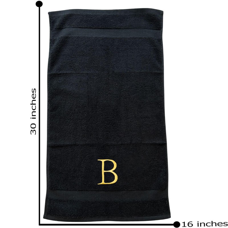 Decorvo Black and Gold Bathroom Hand Towel - Monogrammed Luxury