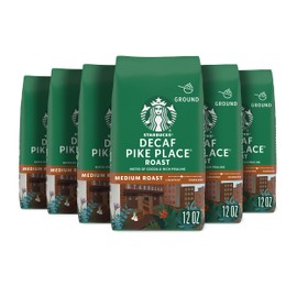 Starbucks Starbucks Ground Coffee, Medium Roast Coffee, Decaf Pike Place Roast, 100% Arabica, 6 bags (12 oz each)