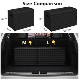 XDV Trunk Organizers, Car Organizers, Storage Solutions, and Car Storage Organizers for SUVs, Sedans, Back Seats, and Luxury Vehicles with Lid, Leather, Small, Large (Black, M)