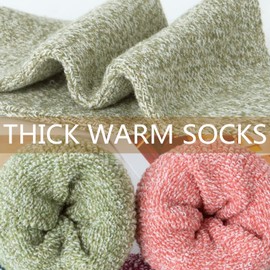 Loritta 5 Pairs Womens Wool Socks Thermal Thick Socks Casual Crew Winter Warm Socks Gifts, Charming Colorful