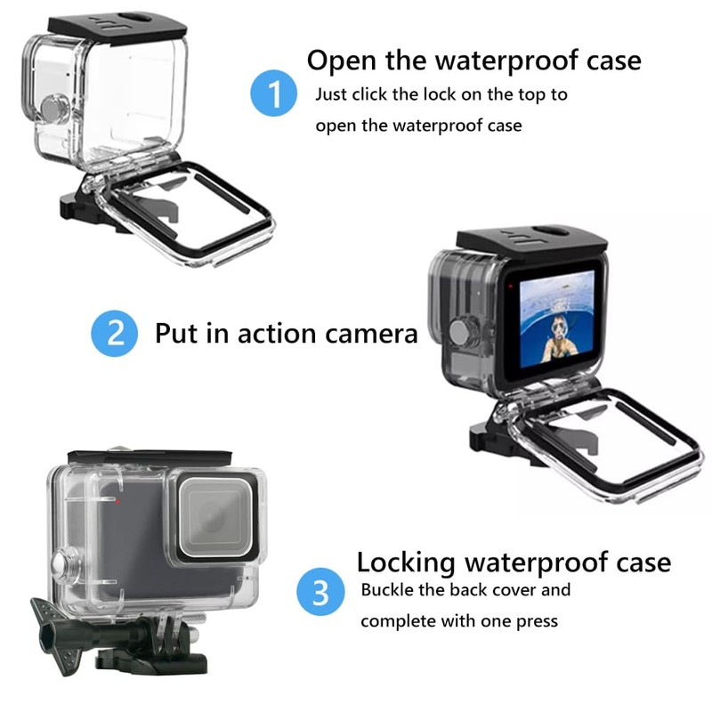 YHTSPORT Waterproof Case Compatible with GoPro 2018/7/6/5, 60M Underwater Protective