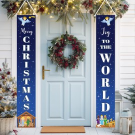 Avezano Christmas Door Banner Nativity Christmas Decorations Outdoor Religious Jesus Xmas Hanging Banners Holiday Party Supplies