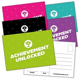 20 Achievement Unlocked Award Praise Teachers Reward Postcards A6 Primary Teaching Services