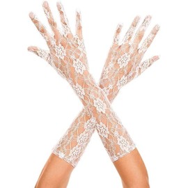 Women's fashionable lace transparent glove arm protection (White, One size)