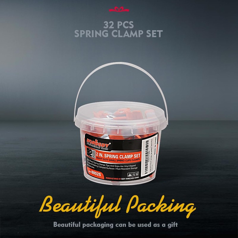 HORUSDY 32-Piece 2" inch Small Spring Clamp, Spring Metal Spring