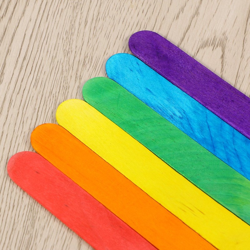 rosenice Craft Woods 150 Pieces Colourful Ice Stick Wooden Spatula