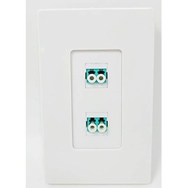 RiteAV - 2 Port LC Fiber 10GB Duplex Wall Plate - Screwless Decorative White
