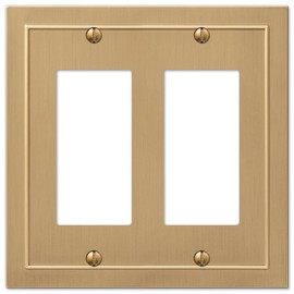 Amerelle 57RRBZ Bethany Wallplate, 2 Rocker, Cast Metal, Brushed Bronze, 1-Pack