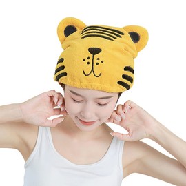 Hair Towel Wrap Turban Quick Dry Turban Hair Towel Super Absorbent Dry Hair Cap Cute Cartoon Head Towel Wrap Cap Dry Hair Towel Hat Coral Velvet Wet Hair Drying Towel Soft Elastic Hat for Women Girls
