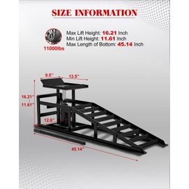 5T Hydraulic Car Ramps - 4-Position Adjustable Height (11.61” to 16.21”) - Low Profile Vehicle Lift Ramps for Trucks, SUVs, Sedans - Heavy Duty 11,023Lbs Capacity - with Hydraulic Jack for Garage Main