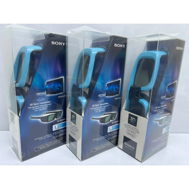 Sony TDG-BR50 3D Glasses Blue Size Small (Lot 3 pcs