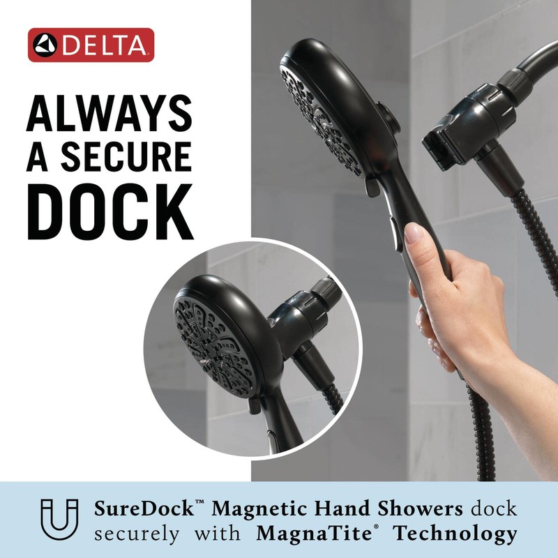 Delta Faucet 6-Spray SureDock Magnetic Shower Head with Handheld Spray,