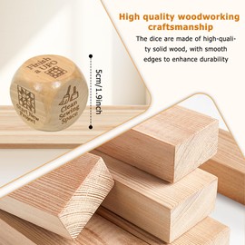GDGJWL Quilters Dice - 6 Sided Wooden Dice for Quilting, Fun & Creative Sewing Gifts for Quilters, Sewists & Craft Lovers, Laser Engraved with Quilt Tasks (Buy Fabric, Finish UFO, Bind Quilt)(3 Pack)