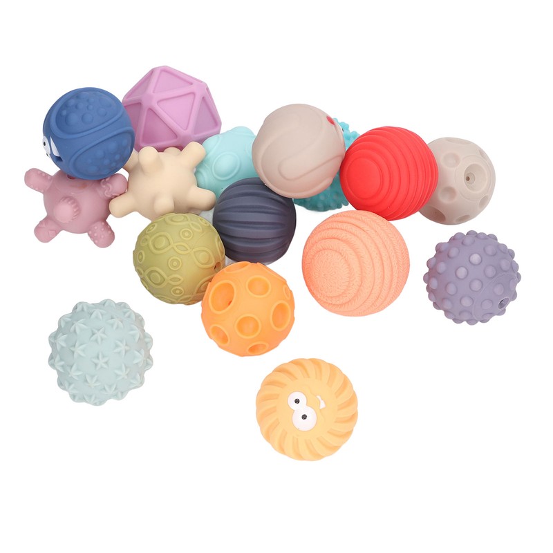 16PCS Baby Soft Textured Sensory Balls Toddlers Exploration Toys Sensory