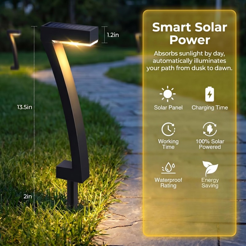 Ousam Led Solar Lawn Lights 7-Shaped Solar Walkway Light Outdoor