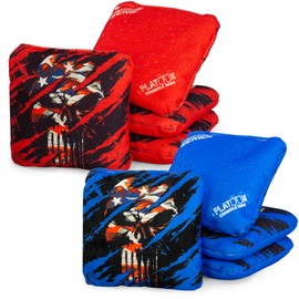 Play Platoon Competition Cornhole Bags Set of 8, Regulation Professional Weight Double Sided Slick and Sticky Defense Dot Pro Corn Hole Bean Bags, Composite Resin Pellets - Punisher Print