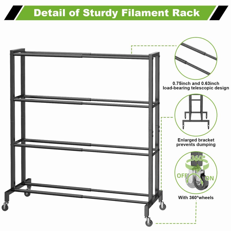 Kelmuis 3D Printer Filament Storage Rack Stand, Rolling Filament Spool