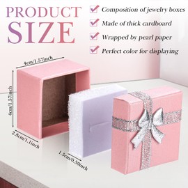 72 Pcs Ring Gift Box 1.6 x 1.6 x 1.1 Inch Hard Cardboard Jewelry Boxes with Ribbon Bow Small Ring Box Gift Cases for Earring (Delicate Color)