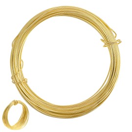 JJUNW 32.5 Feet Picture Hanging Wire, Gold Wire Braces Wire Gold Floral Picture Frame Wire, Picture Wire Hanging Kit For Photo Frame Picture, Holiday Decor, Crafts, Mirror Supports Up To 35lbs(Golden)