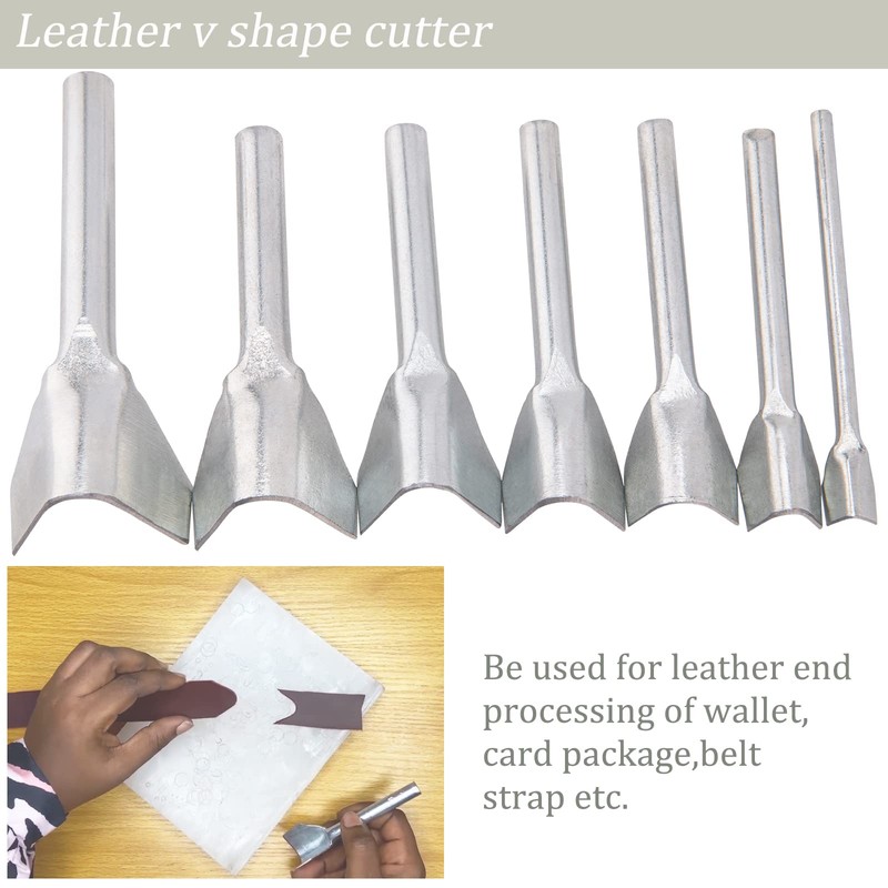 V Shaped Leather Punch, 7Pcs Leather Craft Cutting Tools V-Shape