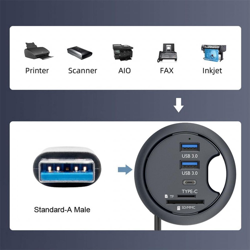 NFHK USB 3.0 Hub SD TF USB-C 2 Port USB