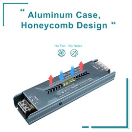 TUNICHX 24V Power Supply 300W CE, 100-130V AC Convert to DC 24 Volt LED Driver, 12.5A Max Ultra Thin Fanless Low Voltage Transformer Adapter Conventer for LED Tape 3D Printer, etc (24V 300W)